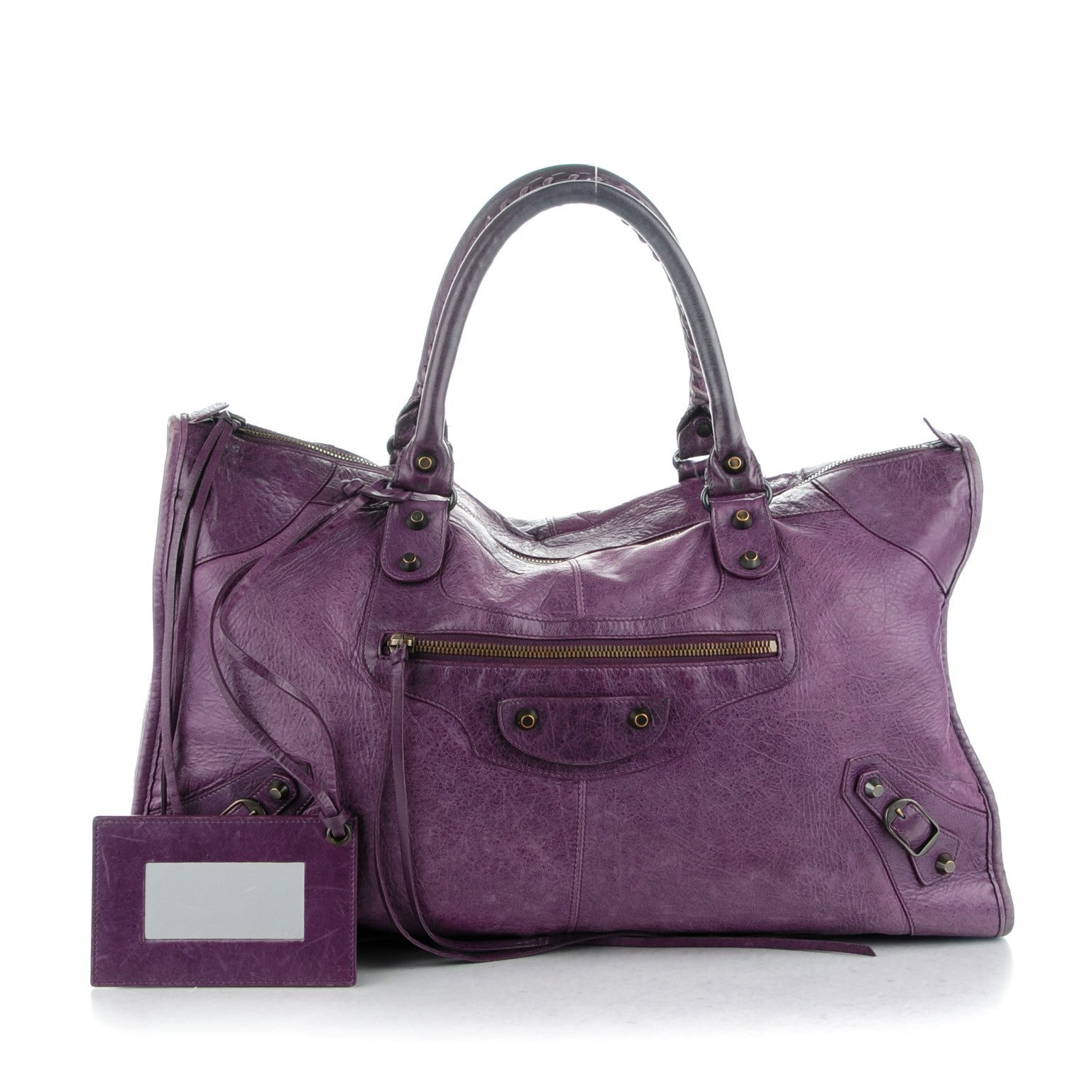 Balenciaga Agneau Classic Hardware Work Raisin 1 of 10