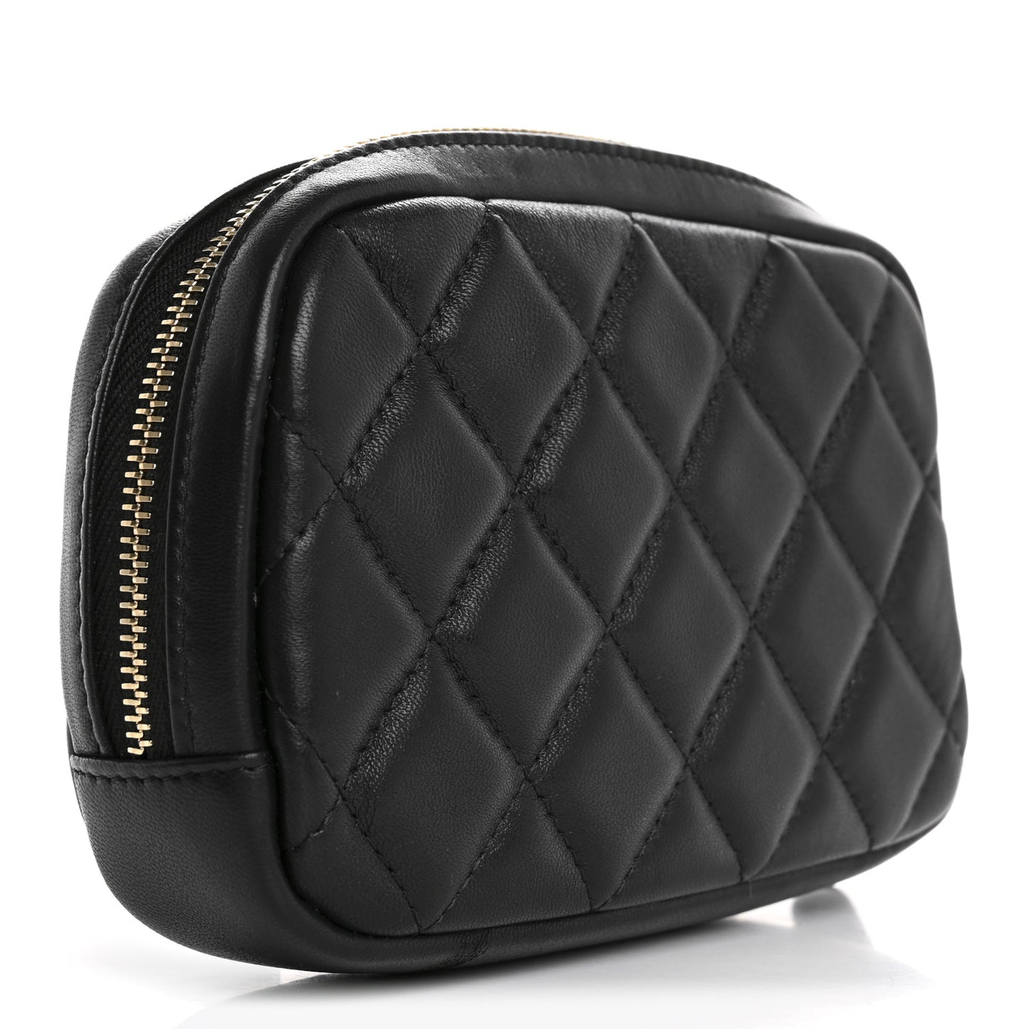 Lambskin Small Curvy Pouch Cosmetic Case Black