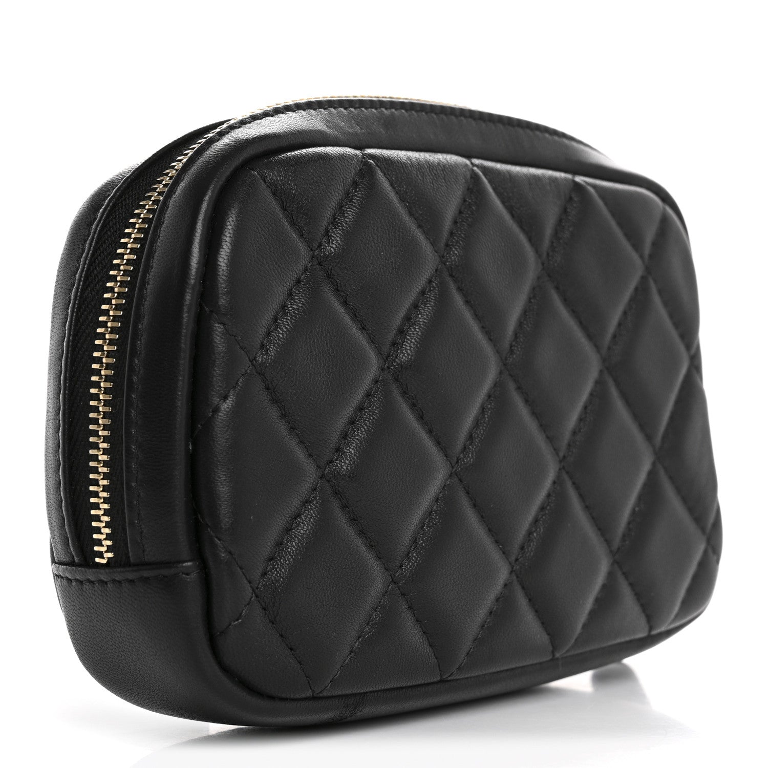 Chanel Lambskin Small Curvy Pouch Cosmetic Case Black 3 of 8