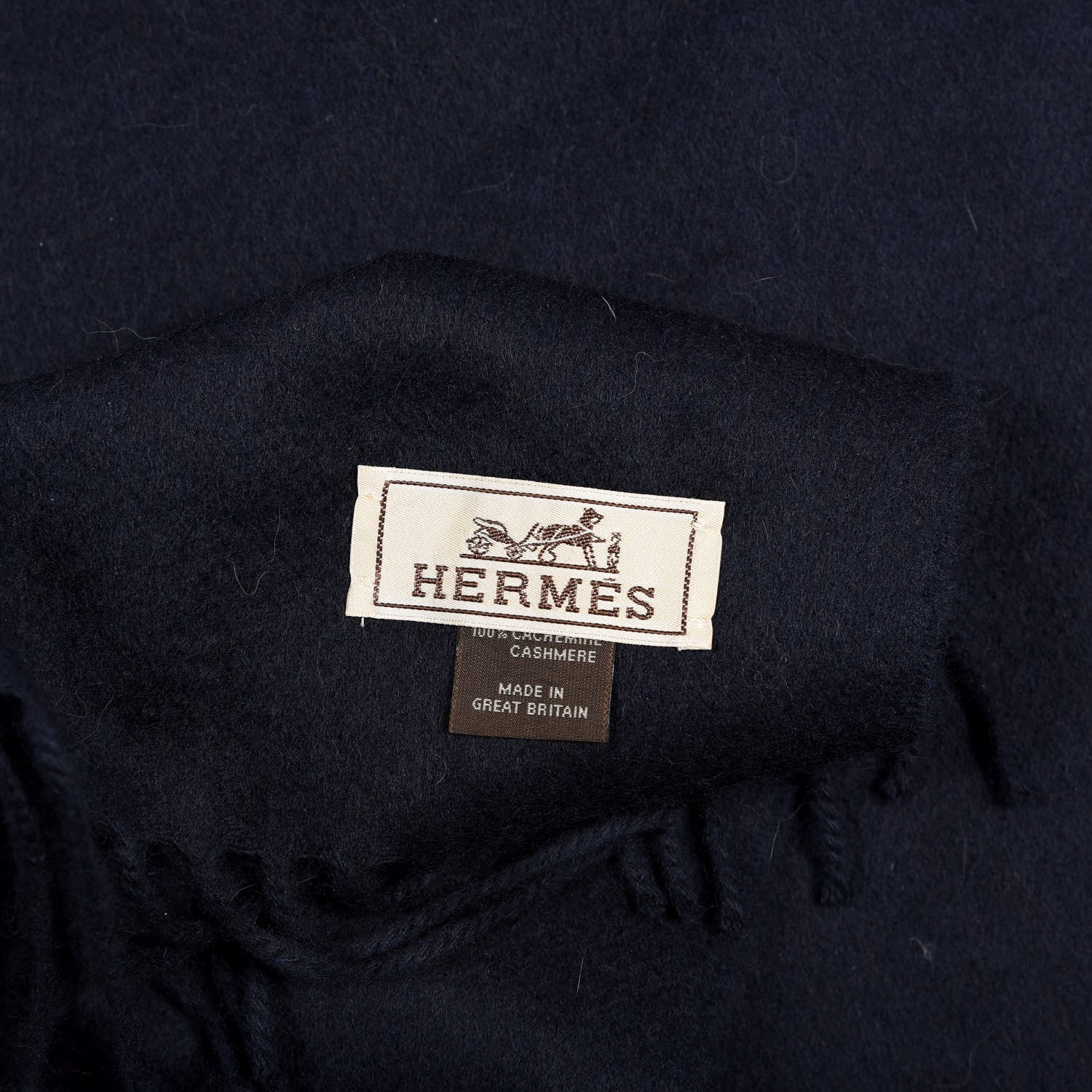 Hermes Cashmere Recto Verso Muffler Bleu Marine 3 of 3