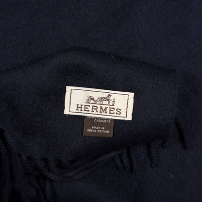 Hermes Cashmere Recto Verso Muffler Bleu Marine 3 of 3