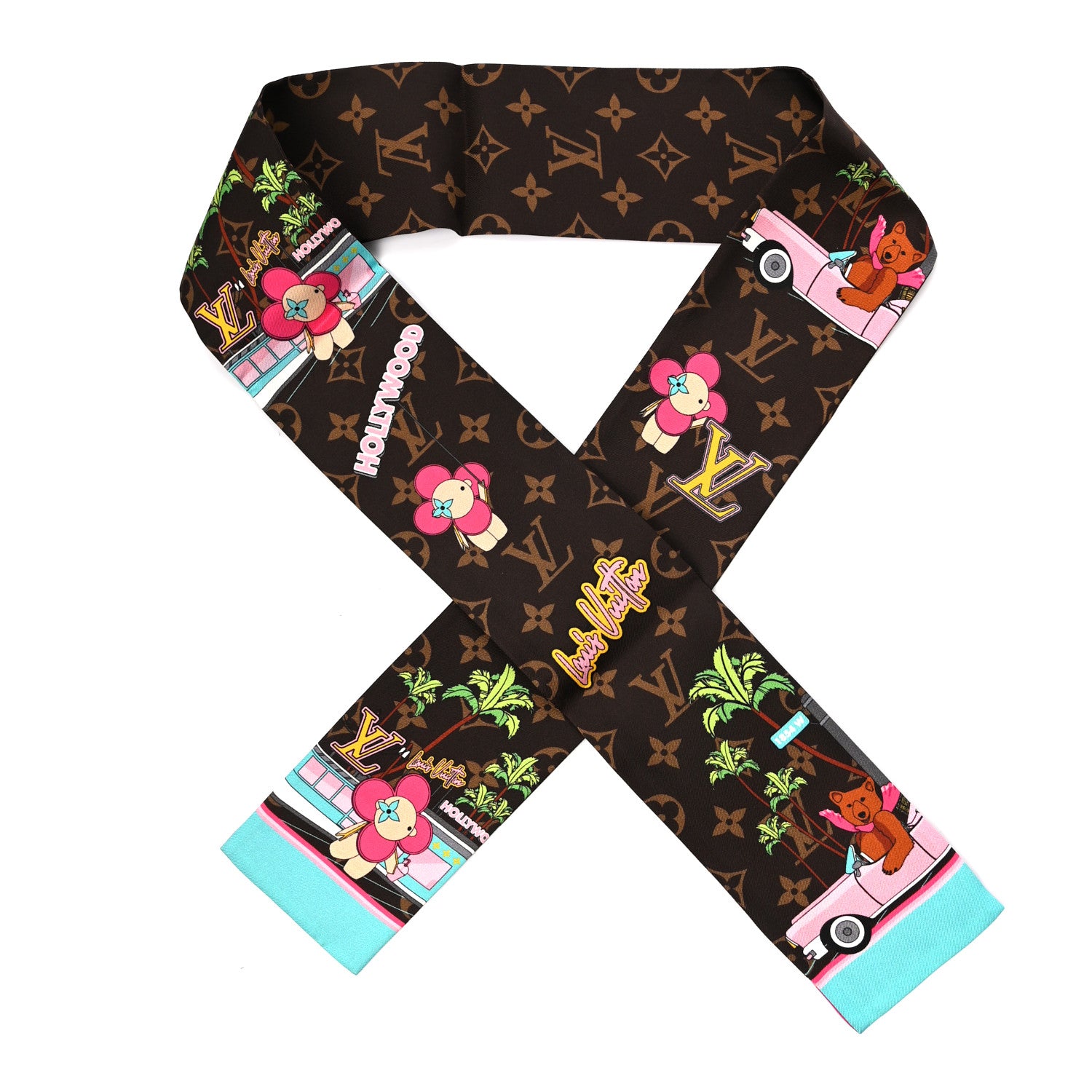 Louis Vuitton Silk Monogram 2021 Hollywood Christmas Animation Bandeau Marron 1 of 3