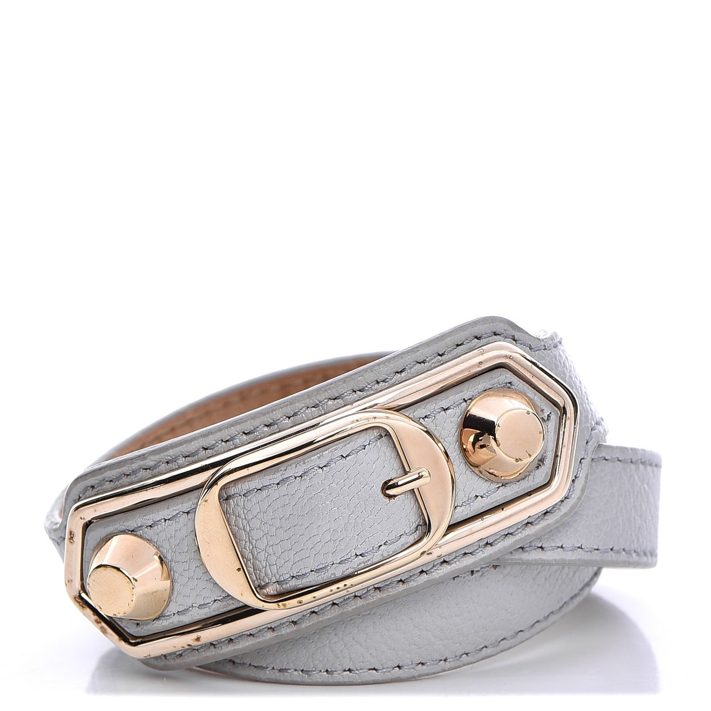 Chevre Hamilton Gold Metallic Edge Hardware Triple Tour M Bracelet Gris