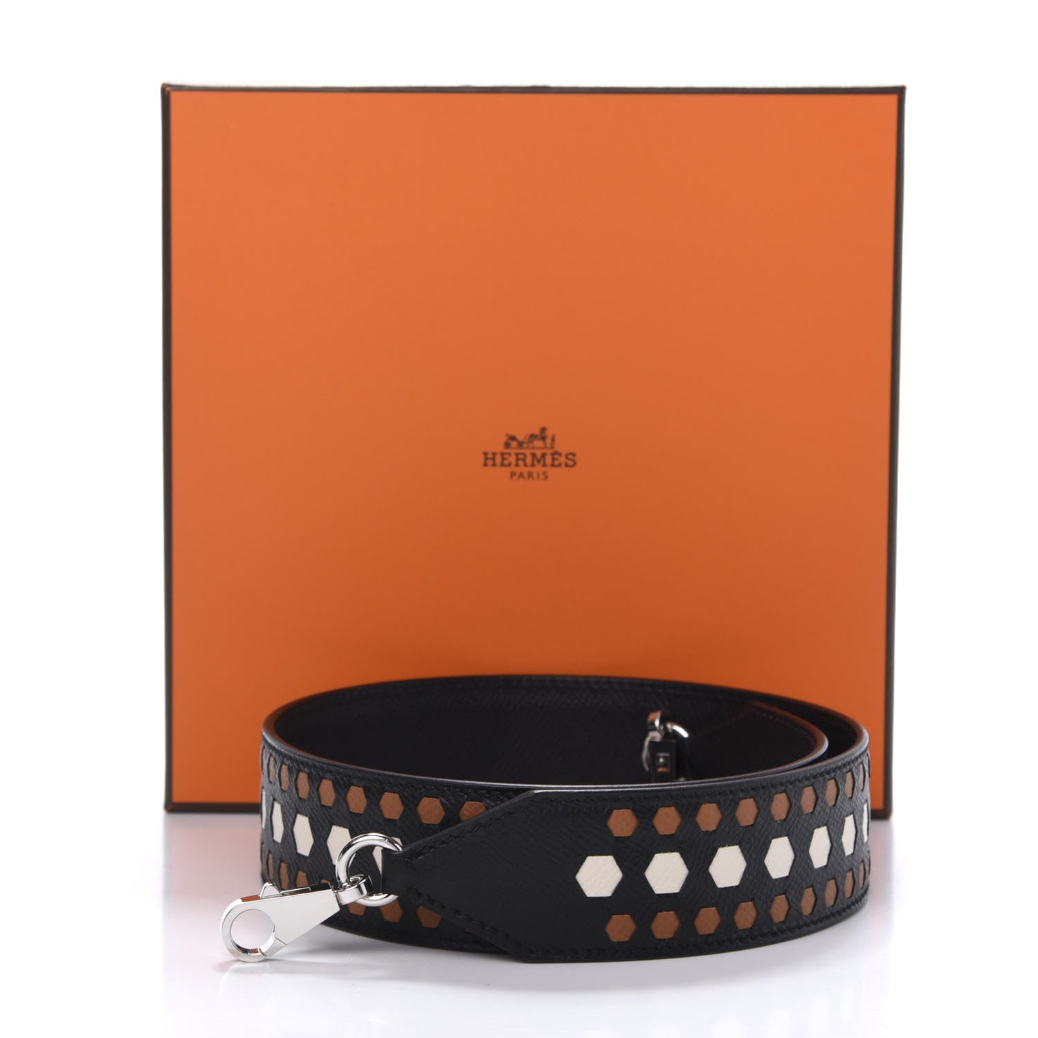 Hermes Epsom 30mm Hexagone Tressage Shoulder Strap Black Craie 6 of 6