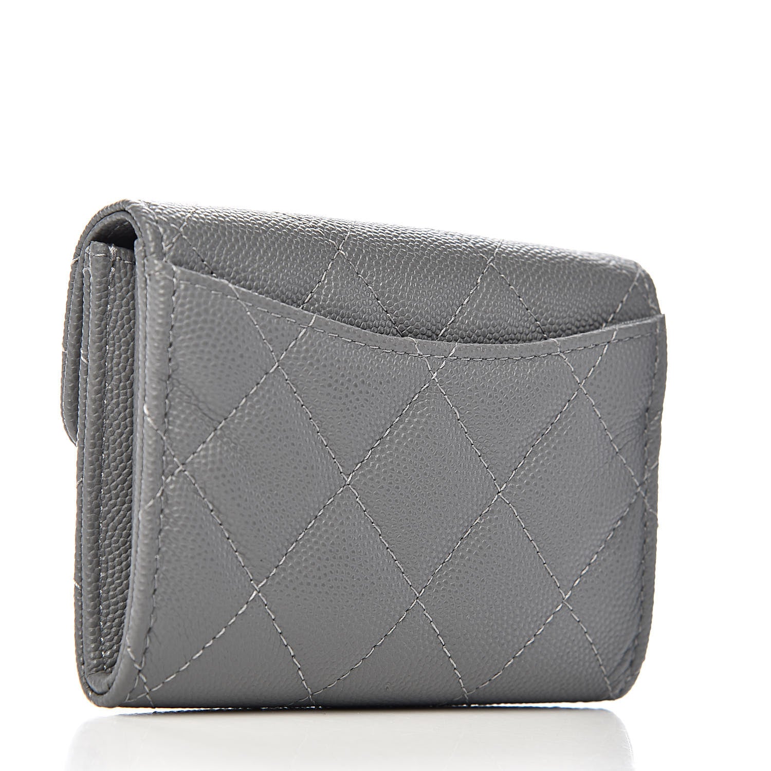 Chanel Caviar Quilted Flap Card Holder Wallet Dark Grey 3 of 8