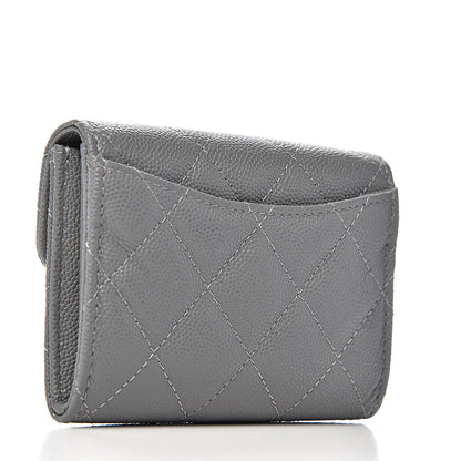 Chanel Caviar Quilted Flap Card Holder Wallet Dark Grey 3 of 8