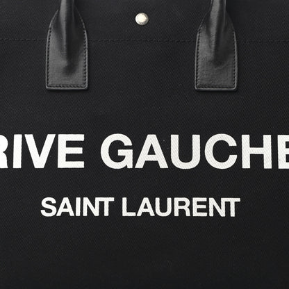 Saint Laurent Linen Calfskin Rive Gauche Tote Black 8 of 17