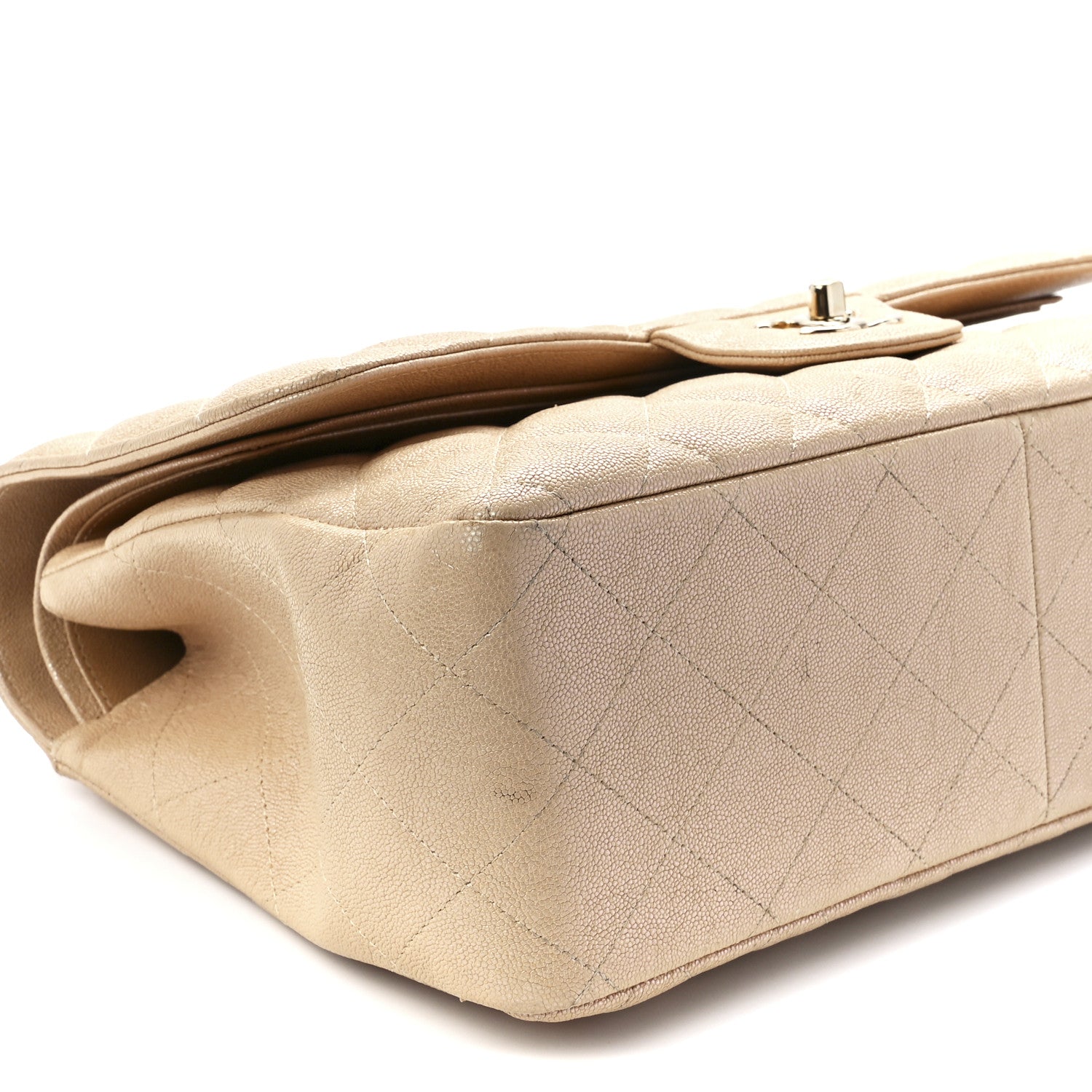 Chanel Iridescent Caviar Quilted Jumbo Double Flap Beige 10 of 11