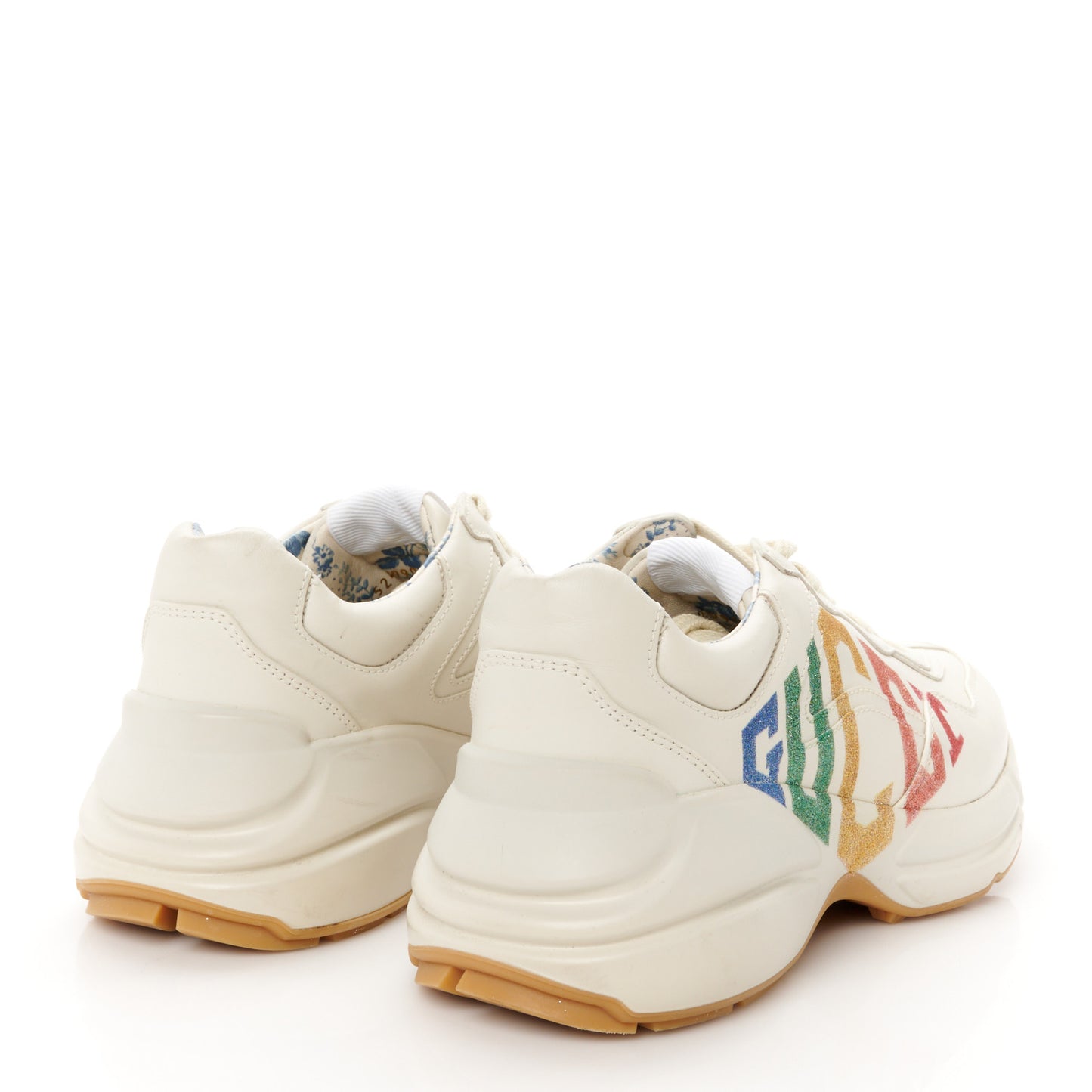 Calfskin Glitter Game Logo Womens Rhyton Sneakers 36.5 36.5 Mystic White