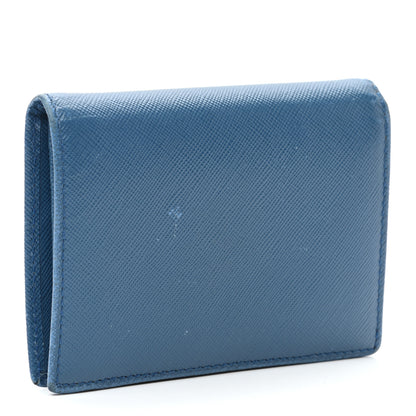 Prada Saffiano Metal Compact Snap Bi-Fold Wallet Cobalto 3 of 15