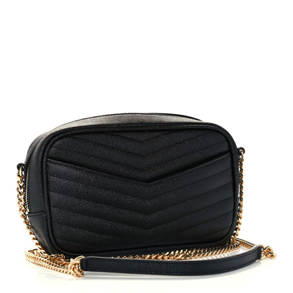 Saint Laurent Grain De Poudre Matelasse Monogram Mini Lou Camera Bag Black 3 of 10