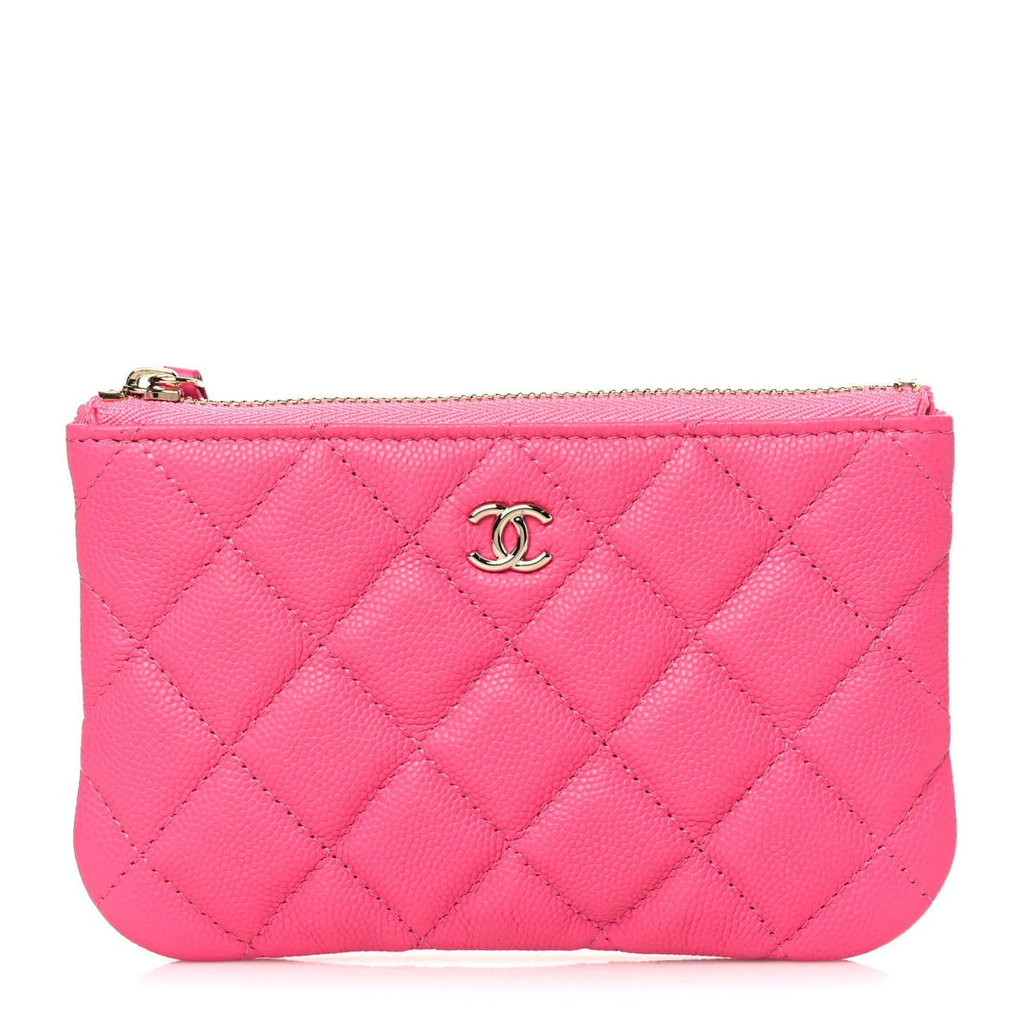 Caviar Quilted Small Cosmetic Case Pink