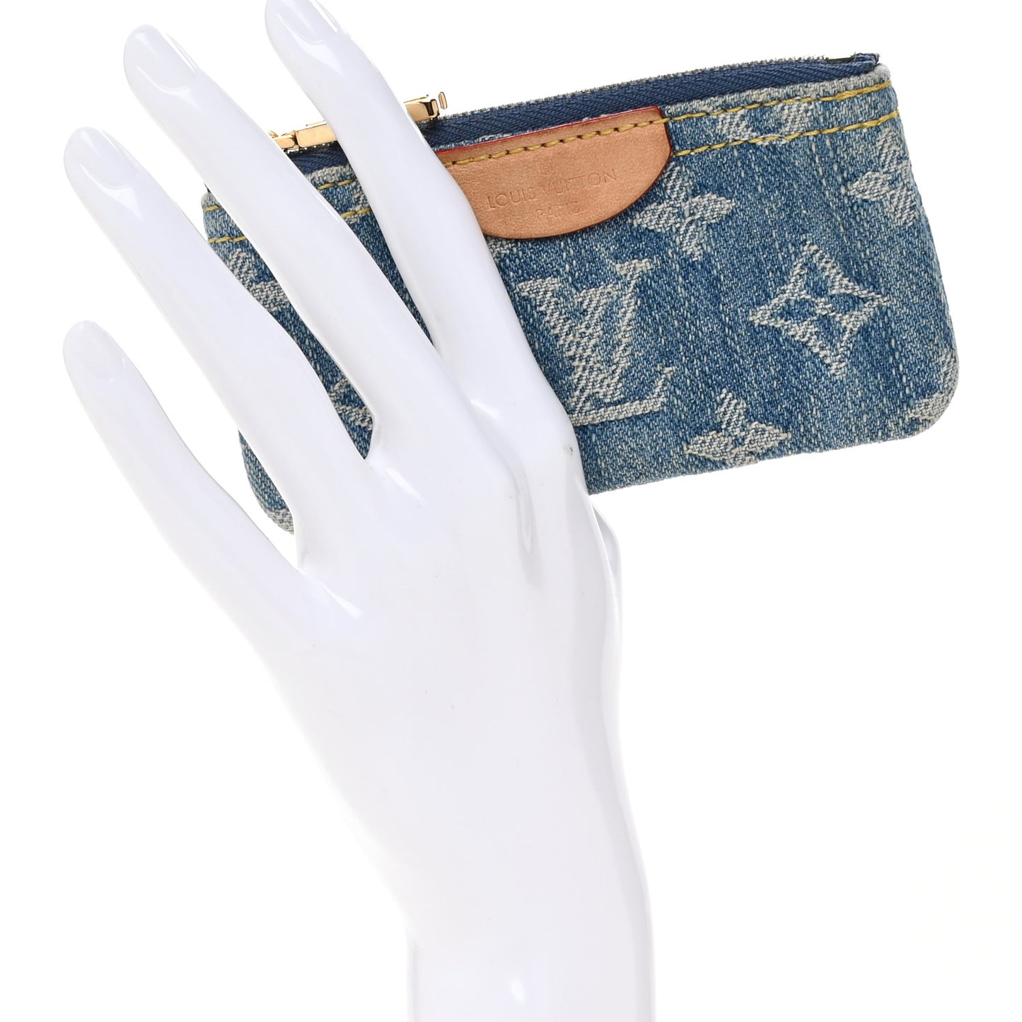 Monogram Denim Key Pouch Denim Blue