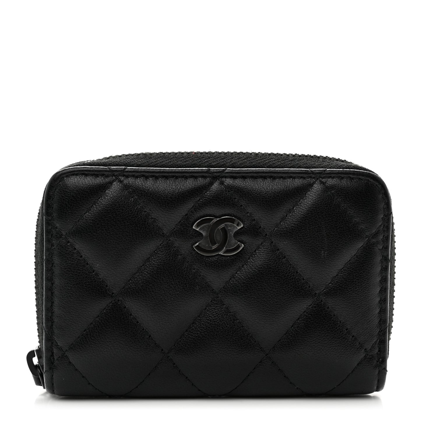 Lambskin Quilted Zip Coin Purse So Black