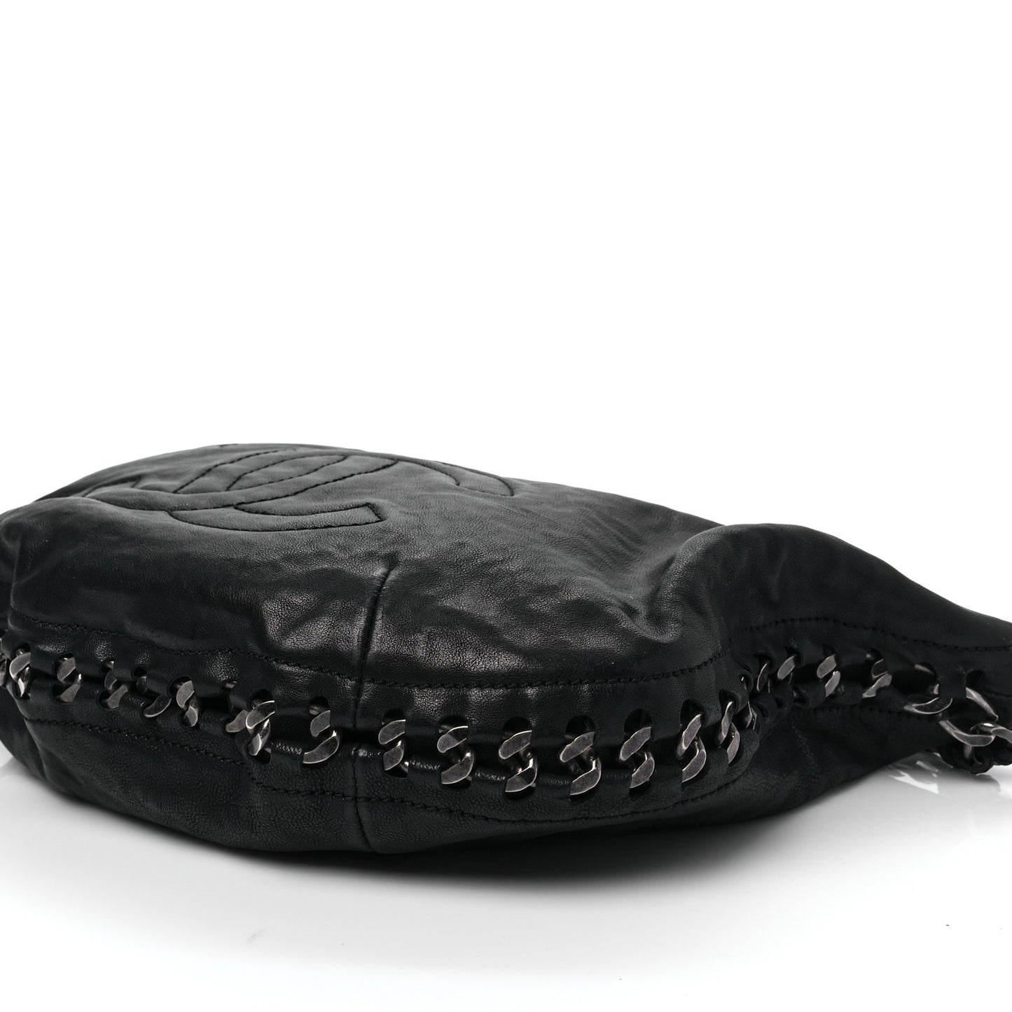 Calfskin Modern Chain Hobo Black