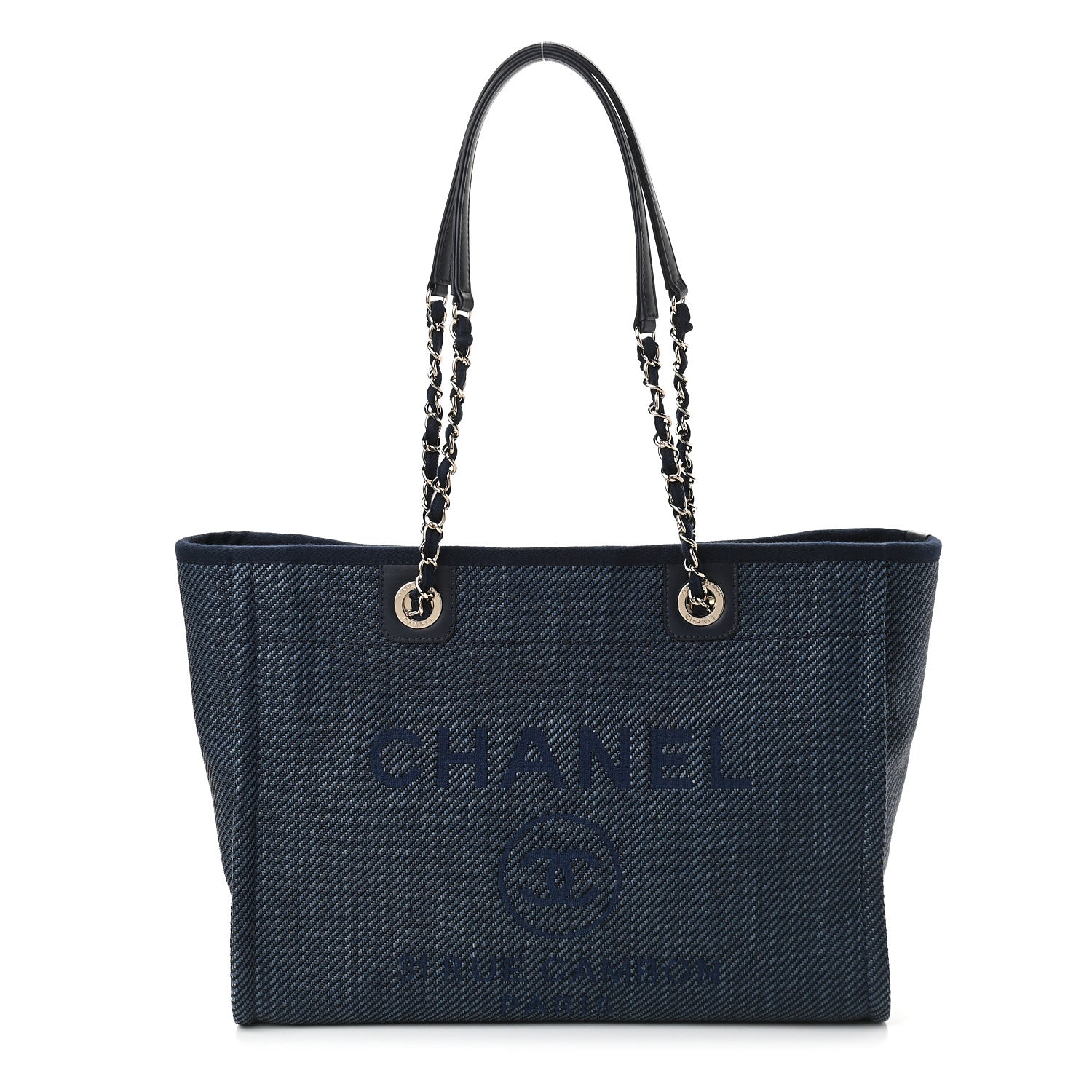 Chanel Mixed Fibers Small Deauville Tote Navy Blue 1 of 9
