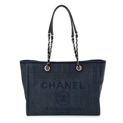 Chanel Mixed Fibers Small Deauville Tote Navy Blue 1 of 9
