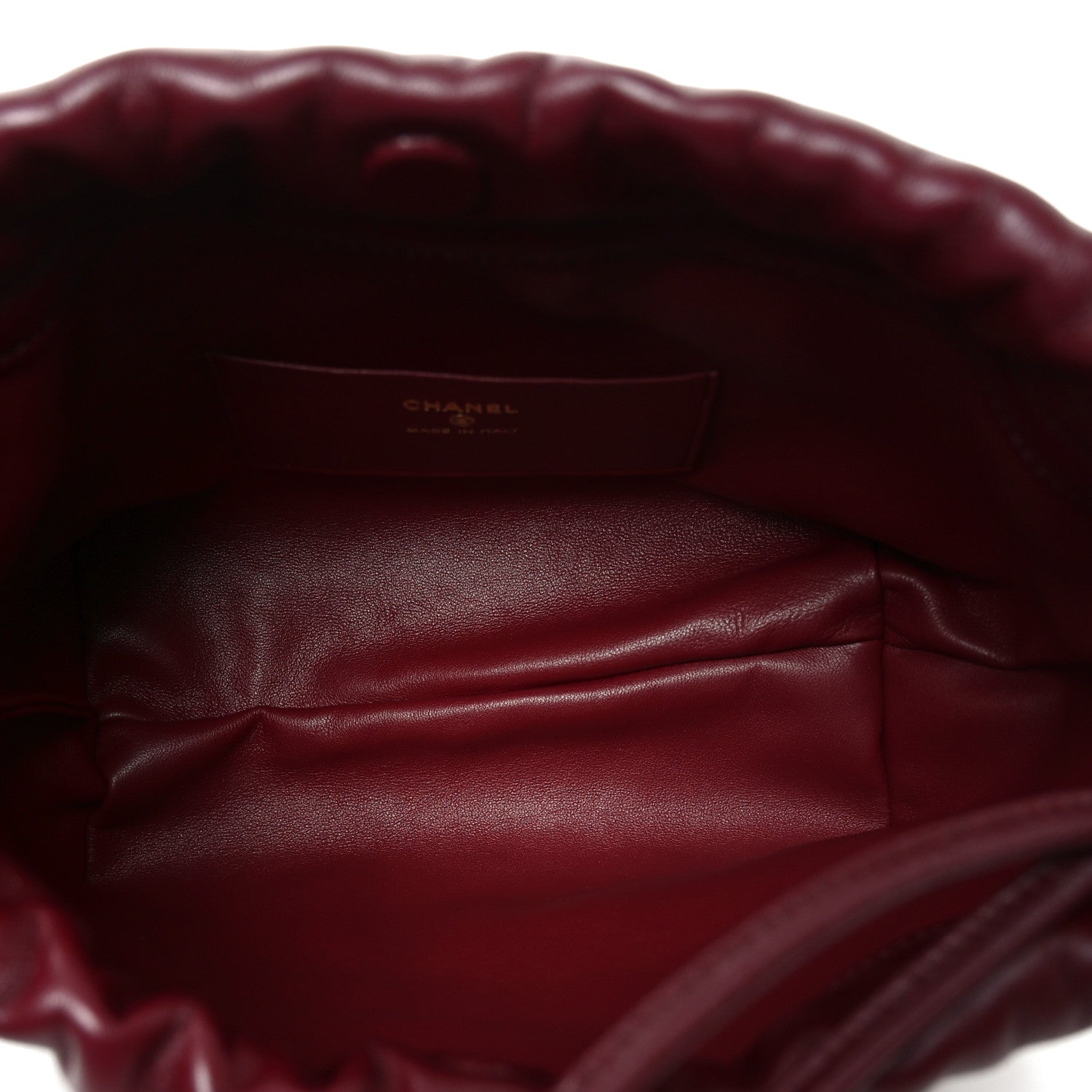 Chanel Pony Hair Printed Quilted Drawstring Clutch With Strap White Black Dark Burgundy 5 of 10