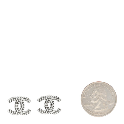 Chanel Crystal CC Treasure Chest Earrings Silver 2 of 5