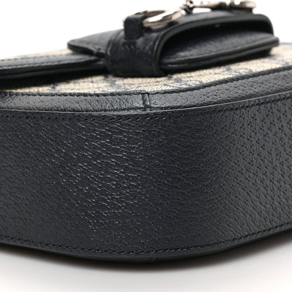Gucci GG Supreme Monogram Textured Dollar Calfskin Web Mini Horsebit 1955 Shoulder Bag Beige Blue 8 of 10