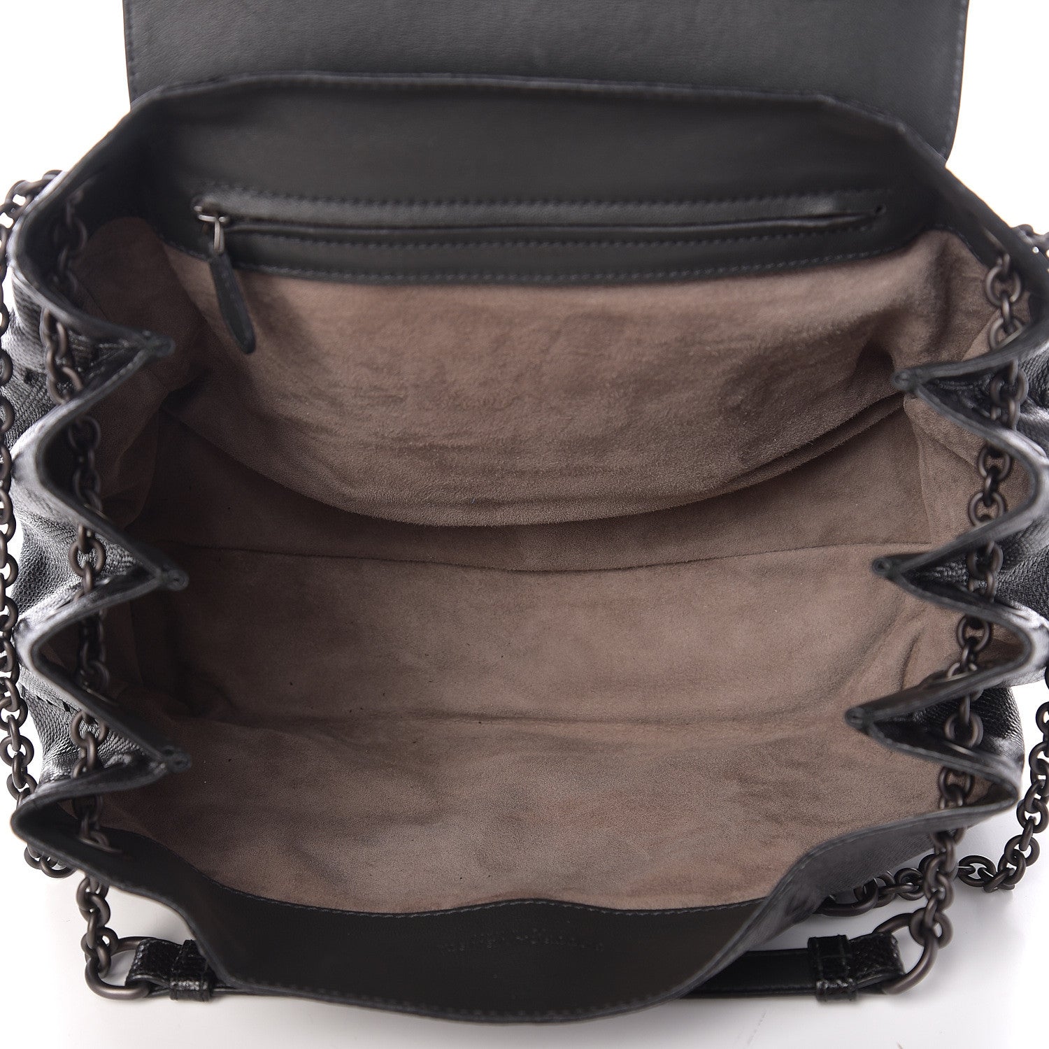 Bottega Veneta Vesuvio Karung Nappa Intrecciato Cravatteria Small Flap Shoulder Bag Black 4 of 9