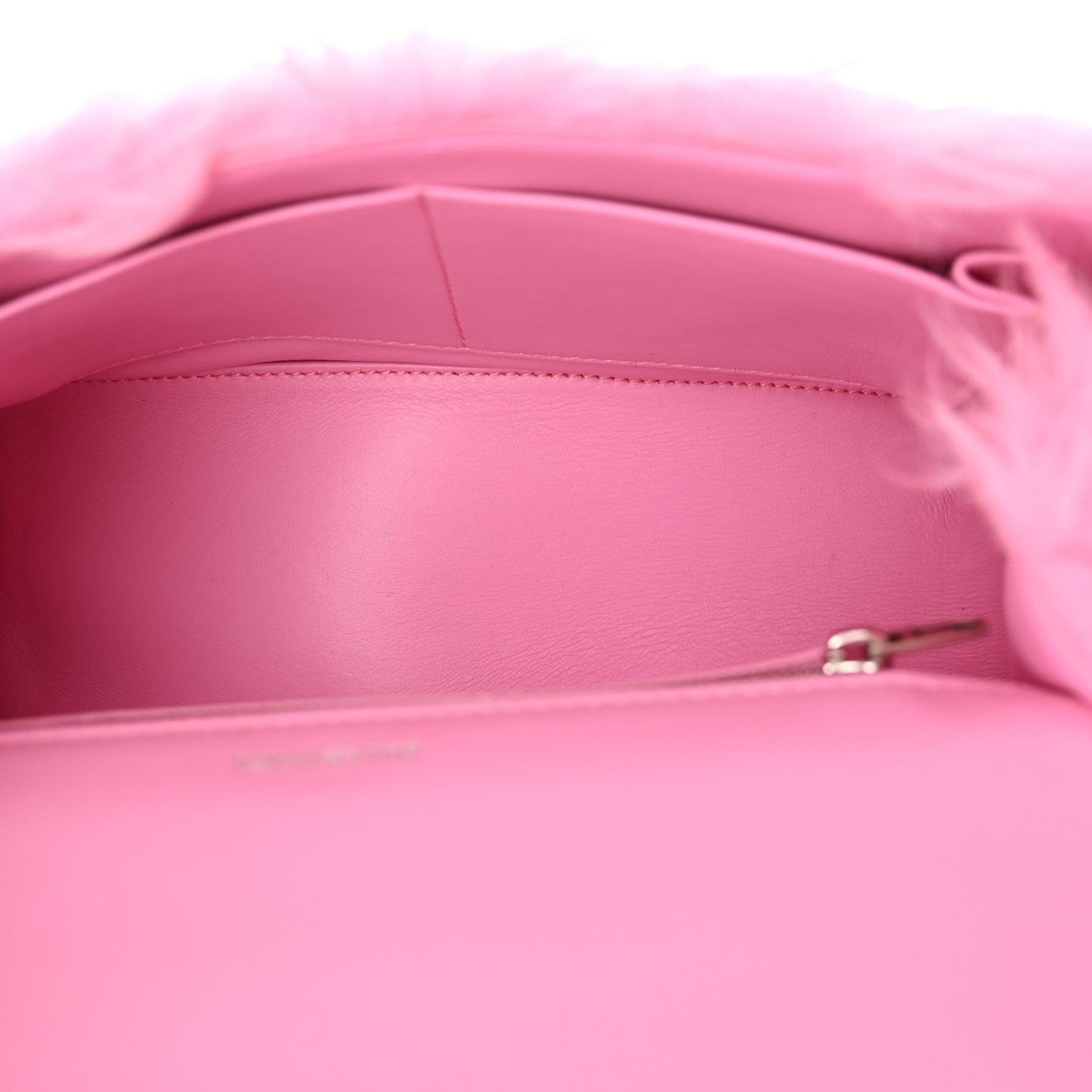 Faux Fur Medium Fluffy Hourglass Top Handle Bag Pink