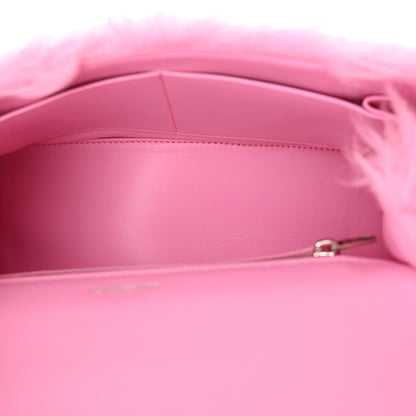 Balenciaga Faux Fur Medium Fluffy Hourglass Top Handle Bag Pink 5 of 13