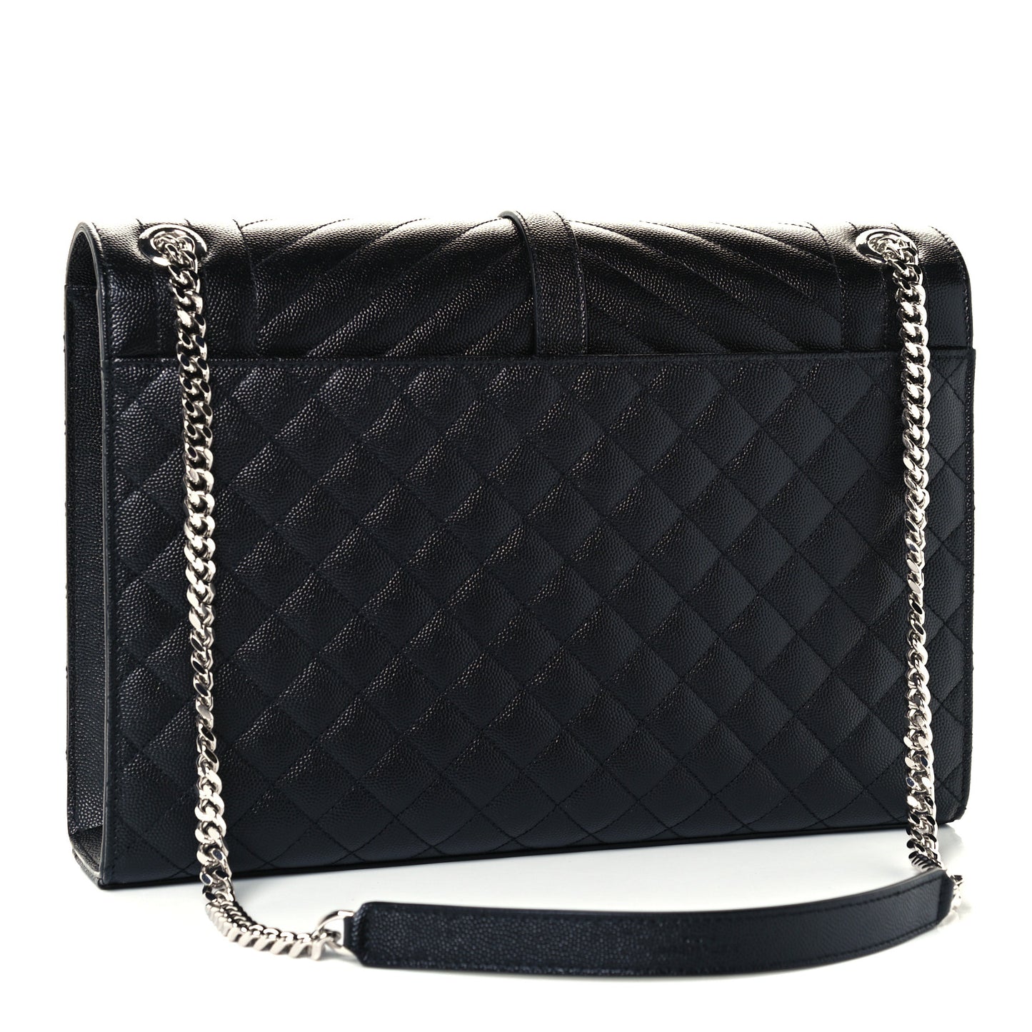 Grain De Poudre Textured Mixed Matelasse Large Triquilt Monogram Satchel Black