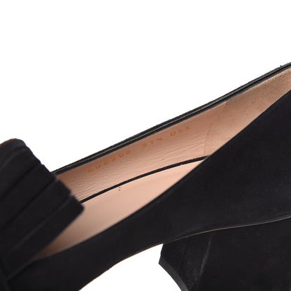 Gucci Kid Scamosciato GG Marmont Fringe 50mm Loafer Pumps 37.5 Black 8 of 11