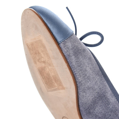 Chanel Satin Denim Goatskin CC Cap Toe Ballerina Flats 35 Blue 22 of 32