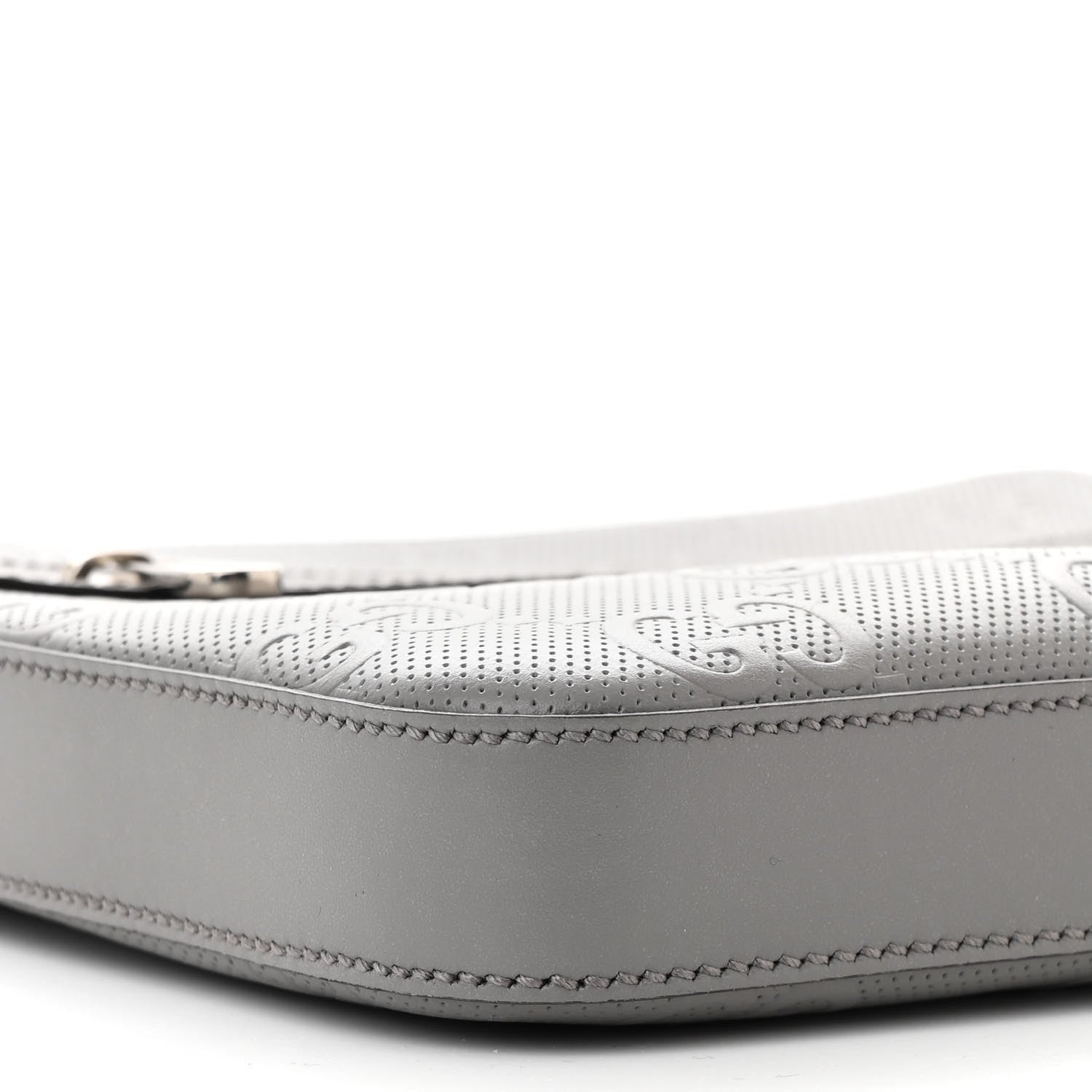 Gucci Calfskin GG Tennis Embossed Small Flat Messenger Bag Grey 8 of 9