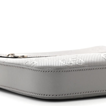 Gucci Calfskin GG Tennis Embossed Small Flat Messenger Bag Grey 8 of 9