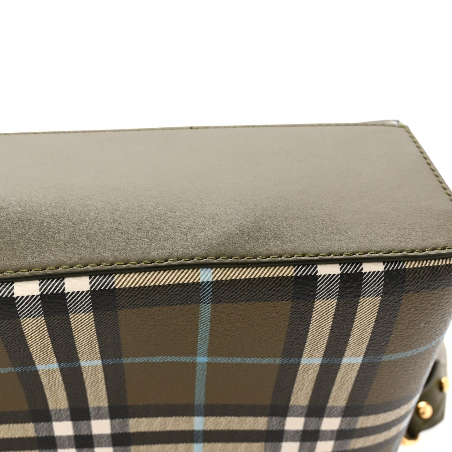 Coated Canvas Calfskin Vintage Check Medium Note Crossbody Bag Green