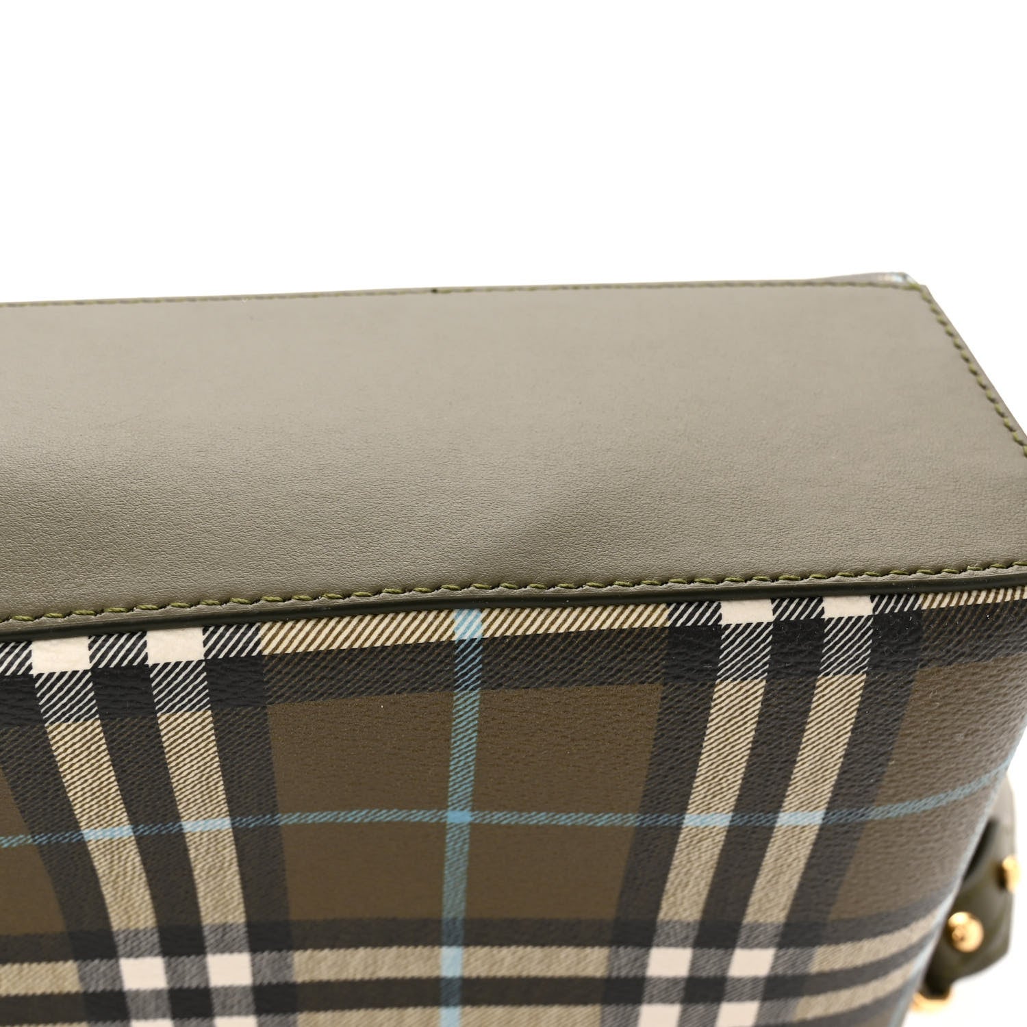 Burberry Coated Canvas Calfskin Vintage Check Medium Note Crossbody Bag Green 11 of 14