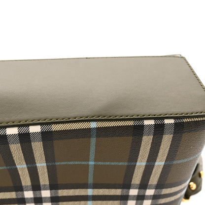 Burberry Coated Canvas Calfskin Vintage Check Medium Note Crossbody Bag Green 11 of 14