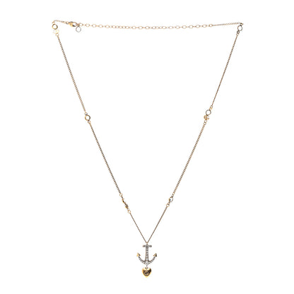 Gucci Crystal Anchor Heart Double G Necklace Aged Gold 3 of 6