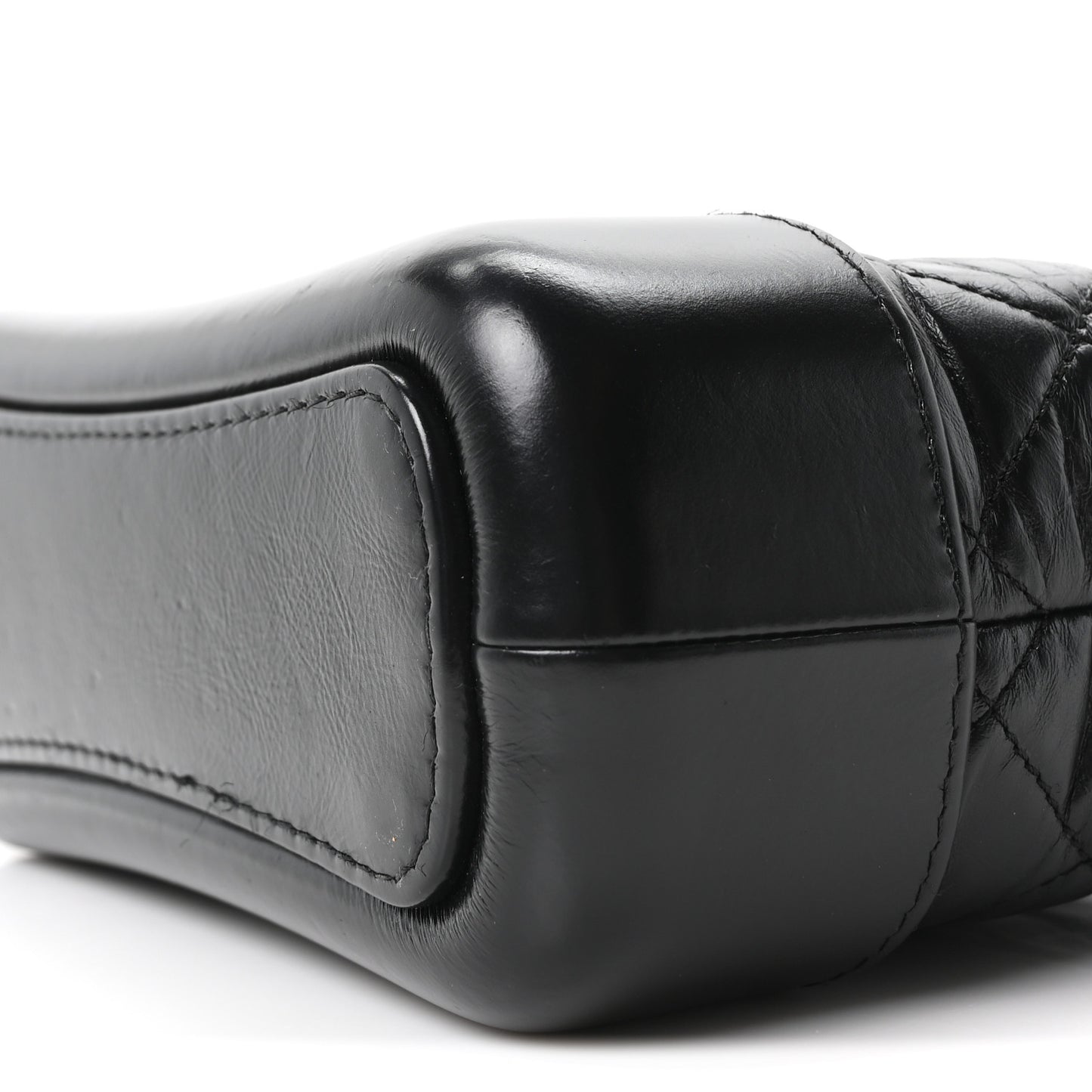 Aged Calfskin Quilted Small Gabrielle Hobo Black