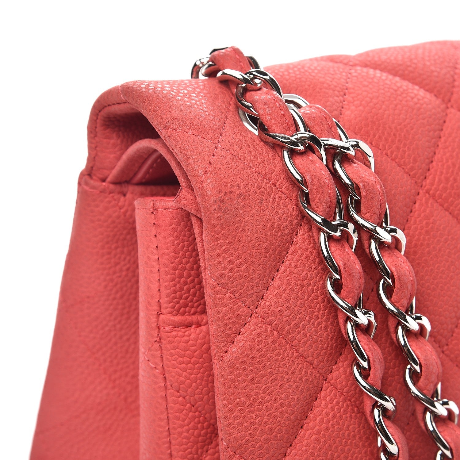 Chanel Iridescent Caviar Quilted Jumbo Double Flap Coral 10 of 17