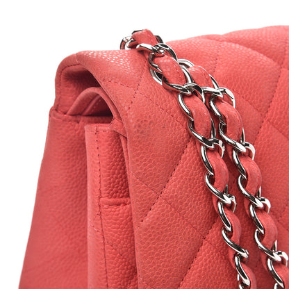 Chanel Iridescent Caviar Quilted Jumbo Double Flap Coral 10 of 17