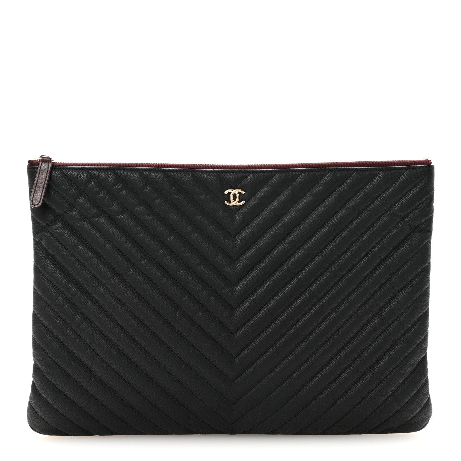 Chanel Caviar Chevron Quilted Large Cosmetic Case Black 1 of 7