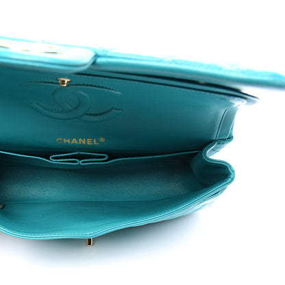 Chanel Lambskin Quilted Medium Double Flap Turquoise 4 of 9
