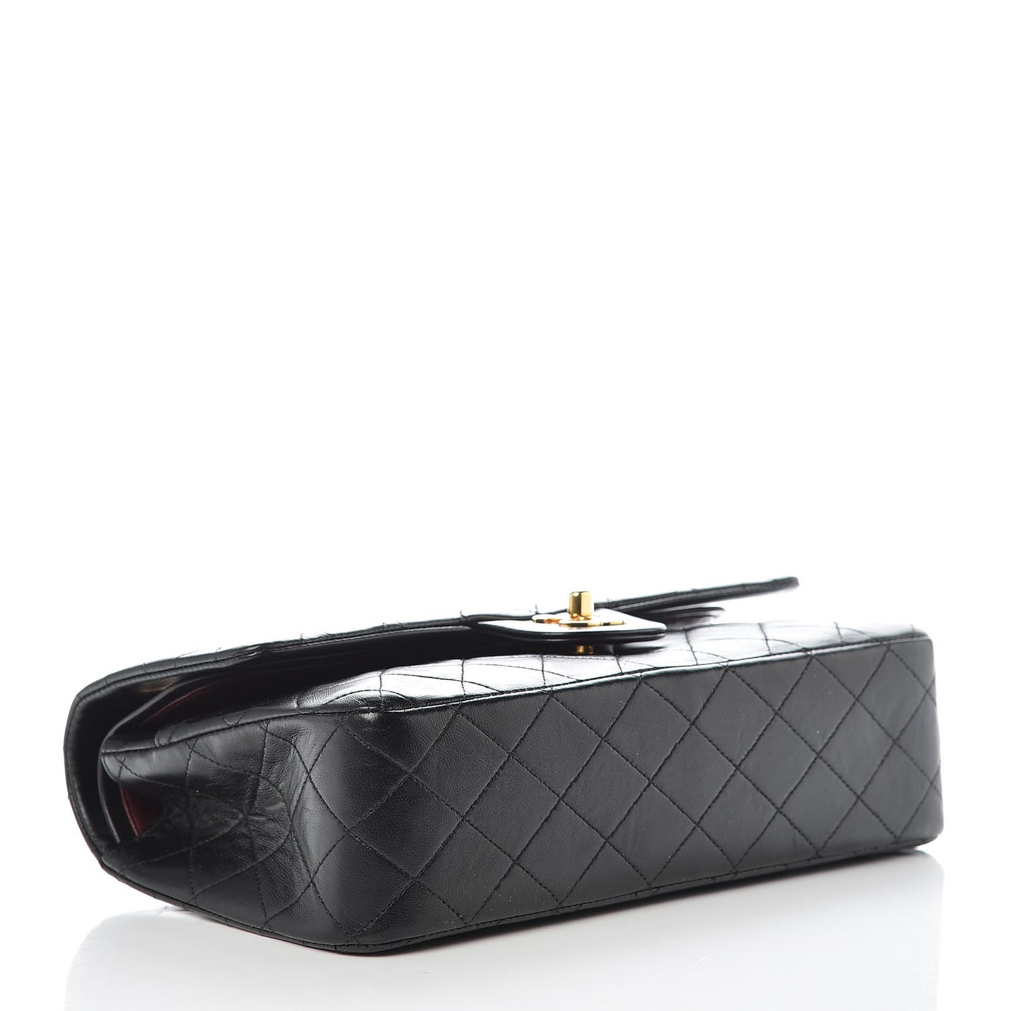 Lambskin Quilted Medium Double Flap Black