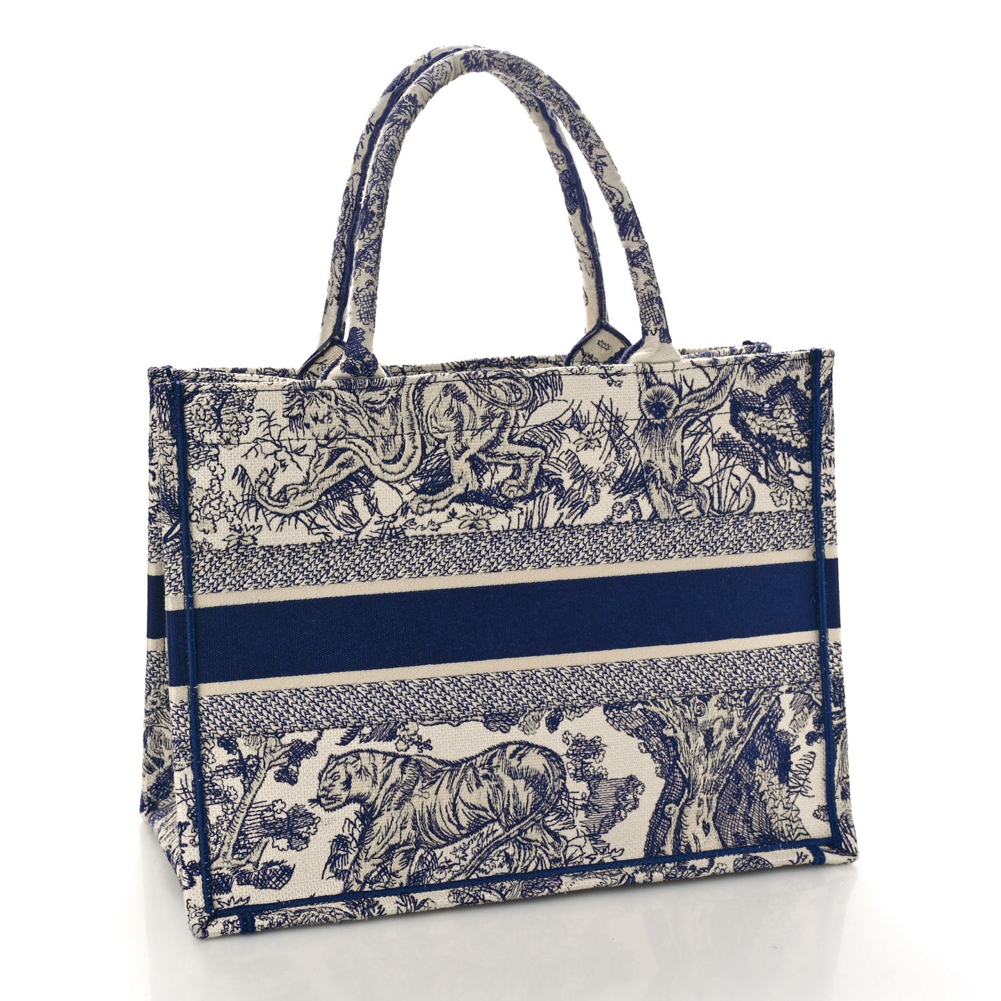 Canvas Embroidered Medium Dioriviera Toile De Jouy Book Tote White