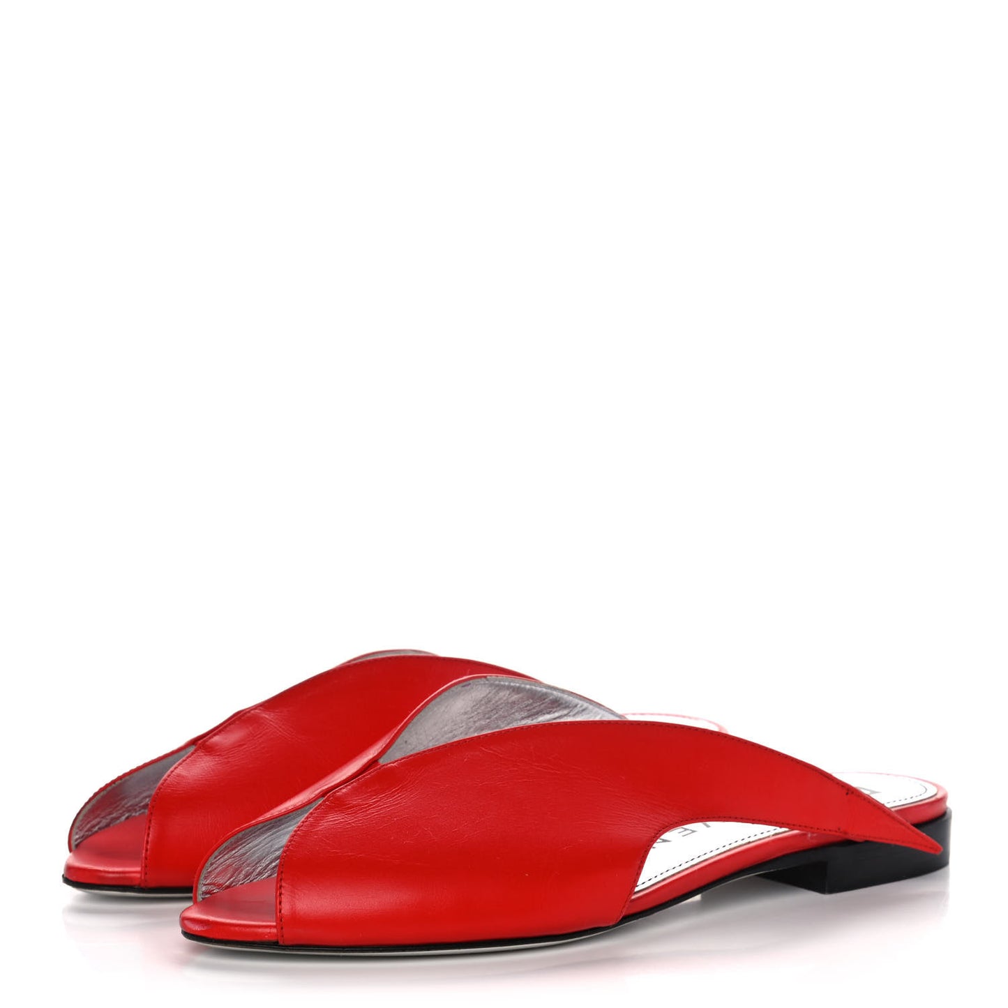 Calfskin Winged Mules 36 Red