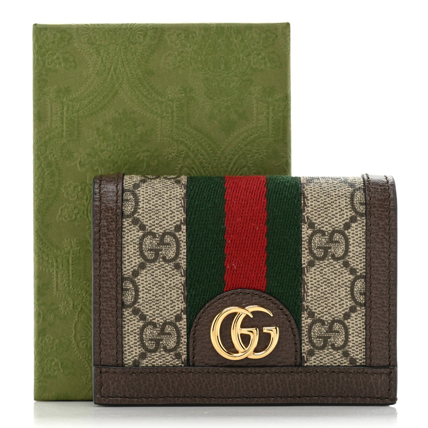GG Supreme Monogram Web Ophidia Card Case Beige New Acero