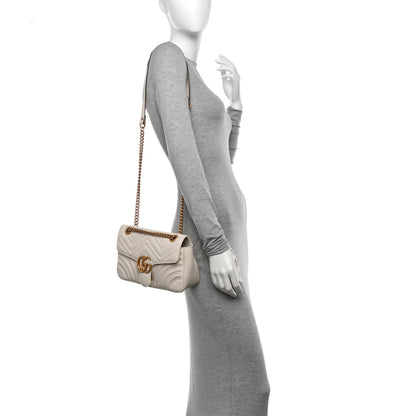 Gucci Calfskin Matelasse Small GG Marmont Shoulder Bag White 2 of 13