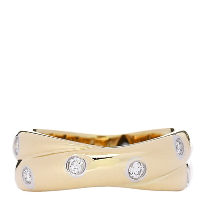 Tiffany 18K Yellow Gold Platinum Diamond Etoile Twist Band Ring 53 6.5 1 of 4