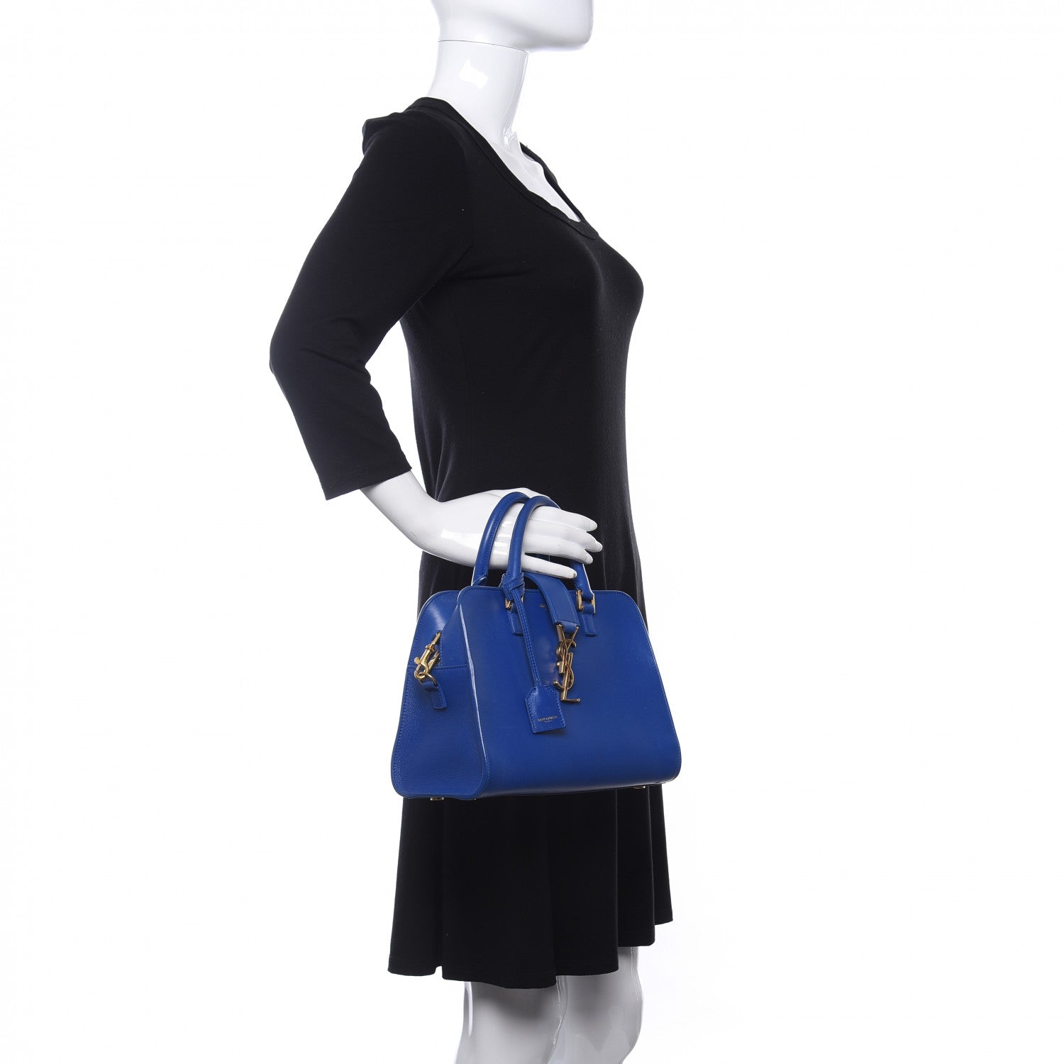 Saint Laurent Calfskin Monogram Baby Cabas Blue 3 of 19
