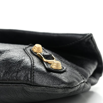 Balenciaga Agneau Giant 12 Gold Hardware Envelope Strap Clutch Black 10 of 12