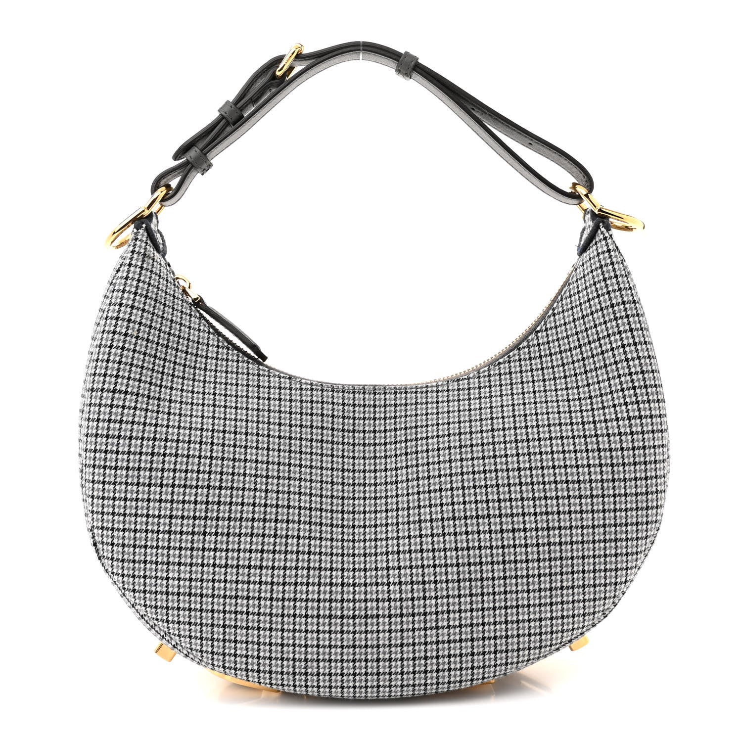 Fendi Wool Vitello Grace Small Houndstooth Small Fendigraphy Hobo Bag Grigio Anthracite 1 of 11